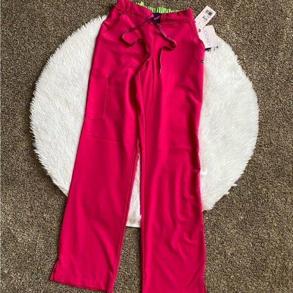 Jockey Modern Fit Multi Stretch Pink Scrub Pants New Drawstring Waist Womens XXS - Picture 1 of 11